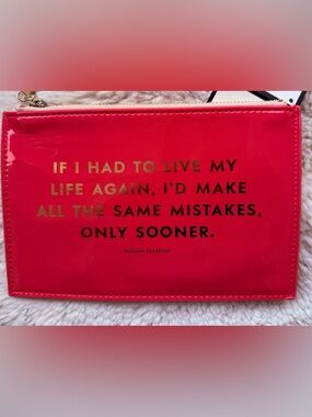 Kate Spade ♠️ Pinkish Red Patent Cosmetic Pencil Pouch NWT
